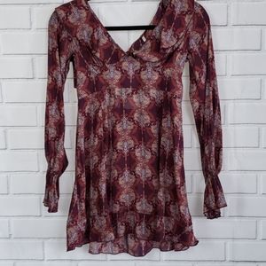 Free People sheer balloon sleeve blouse size XS